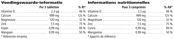 Voedingswaarden Herbalife Xtra-Cal® – Calcium & Vitamine D voor Sterke Botten (90 tabletten)