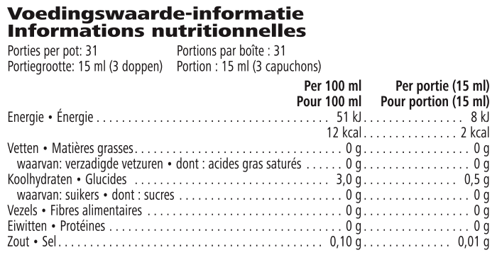 Voedingswaarden Herbalife Aloe Drinksiroop Mango – 40% Aloë Vera, Suikervrij (473ml)