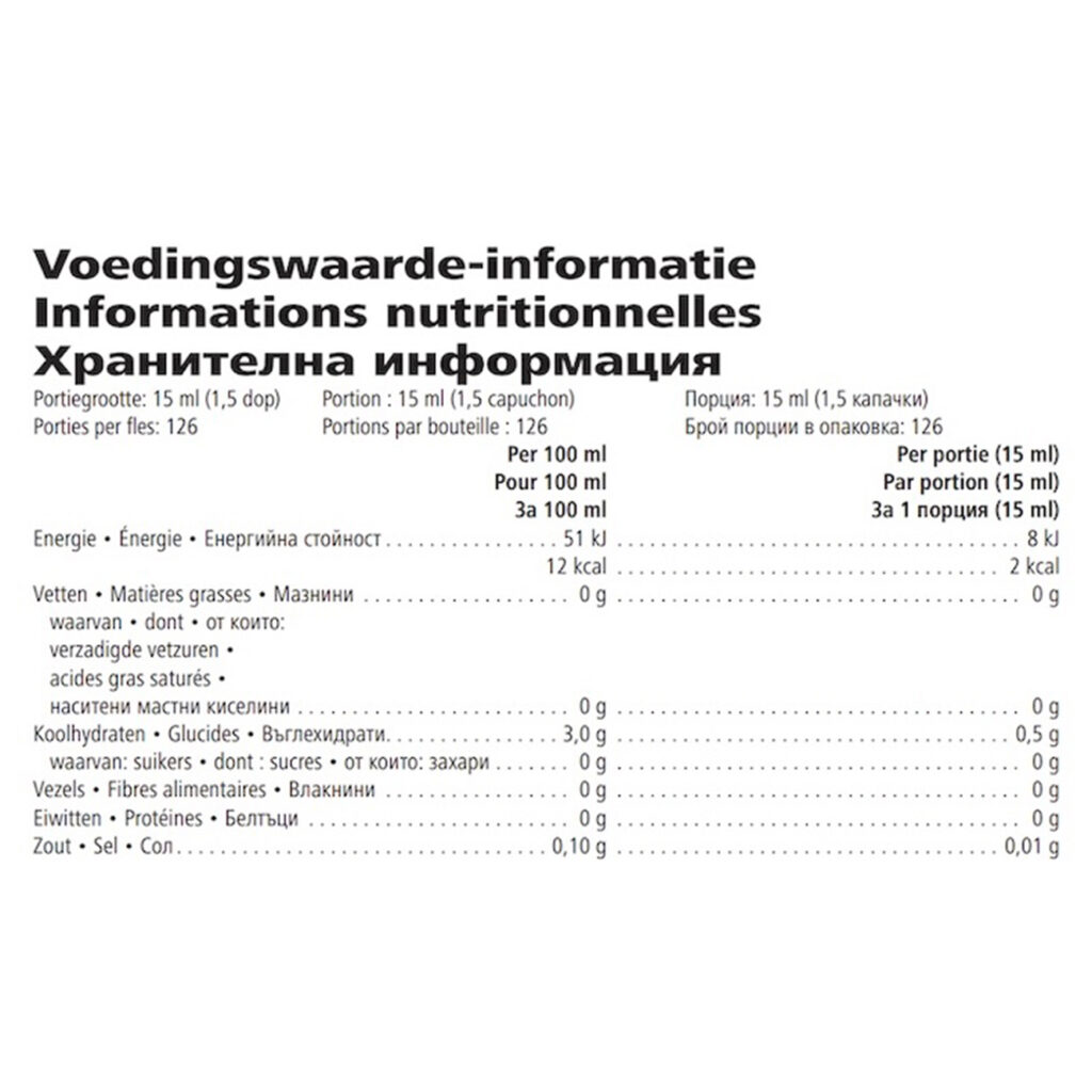 Voedingswaarden Herbalife Aloe Drinksiroop Mango – XL Verpakking 1,9L (40% Aloë)