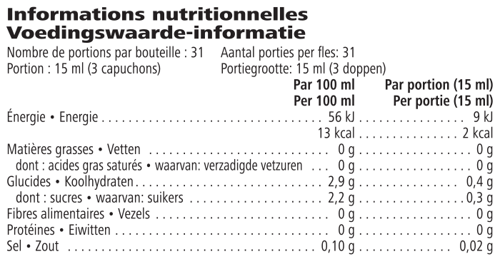 Voedingswaarden Herbalife AloeMAX – 97% Puur Aloë Vera (473ml)