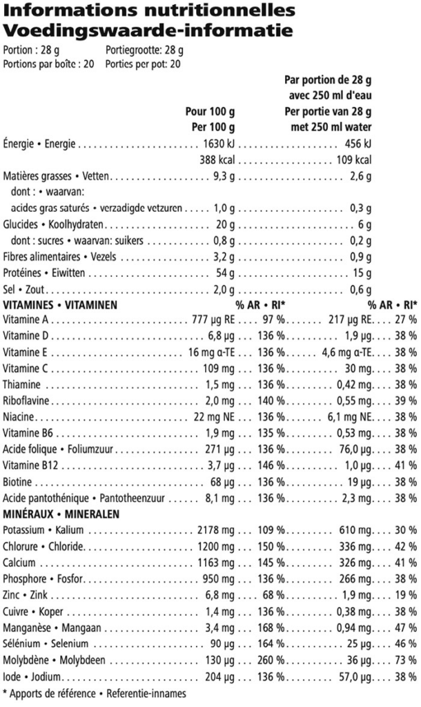 Voedingswaarden Herbalife Proteïnedrank Mix Vegan Vanille – 15g Plantaardig Proteïne (560g)