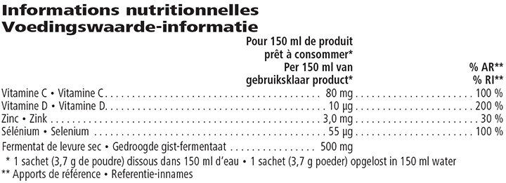 Voedingswaarden Immune Booster – Immuunsysteem Ondersteuning (30 zakjes)