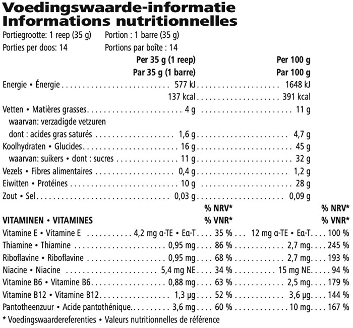 Voedingswaarden Herbalife Proteinereep – 10 g Proteïne per Reep (14 stuks)